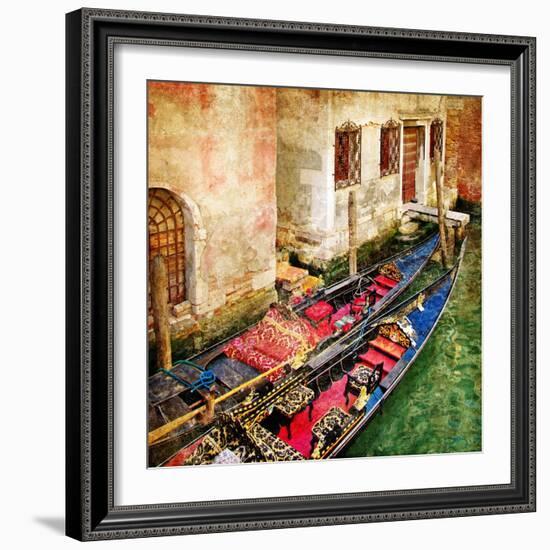 Gondolas Of Amazing Venice - Artistic Picture-Maugli-l-Framed Art Print