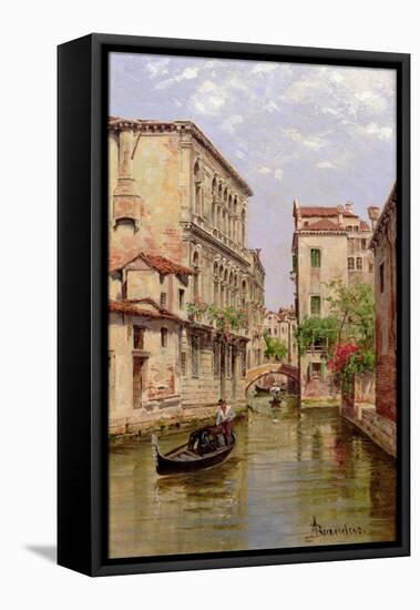 Gondolas on a Venetian Canal 'Rio De San Aportino'-Antonietta Brandeis-Framed Premier Image Canvas