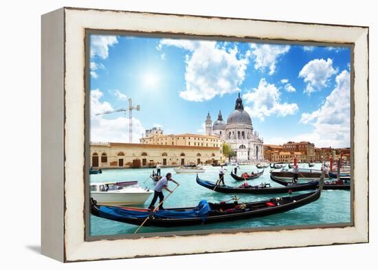 Gondolas on Canal and Basilica Santa Maria Della Salute, Venice, Italy-Iakov Kalinin-Framed Premier Image Canvas