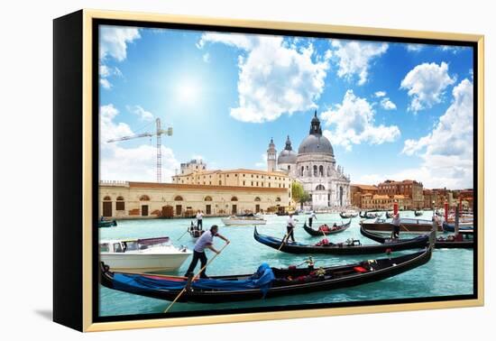 Gondolas on Canal and Basilica Santa Maria Della Salute, Venice, Italy-Iakov Kalinin-Framed Premier Image Canvas