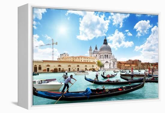 Gondolas on Canal and Basilica Santa Maria Della Salute, Venice, Italy-Iakov Kalinin-Framed Premier Image Canvas