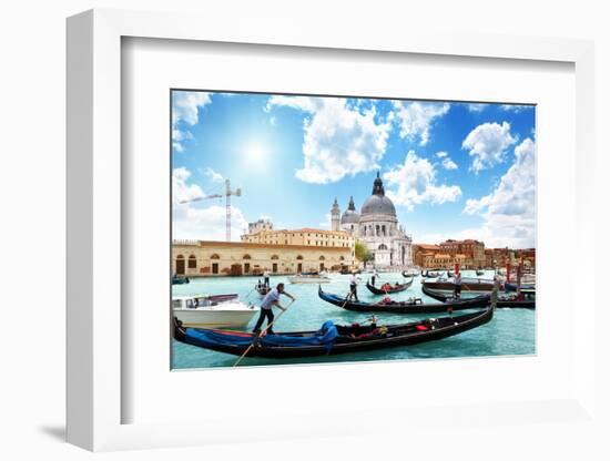 Gondolas on Canal and Basilica Santa Maria Della Salute, Venice, Italy-Iakov Kalinin-Framed Photographic Print