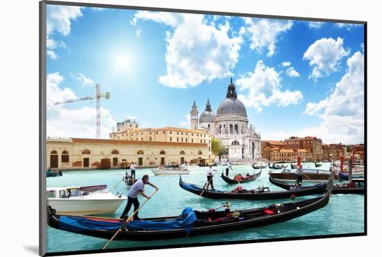 Gondolas on Canal and Basilica Santa Maria Della Salute, Venice, Italy-Iakov Kalinin-Mounted Photographic Print