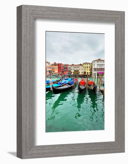 Gondolas on Grand Canal, Venice, Italy-Zoom-zoom-Framed Photographic Print