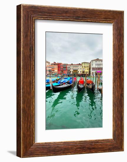 Gondolas on Grand Canal, Venice, Italy-Zoom-zoom-Framed Photographic Print