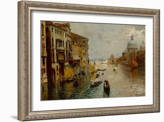 Gondolas on the Grand Canal, the Dogana and Santa Maria della Salute beyond, Venice-Rubens Santoro-Framed Giclee Print