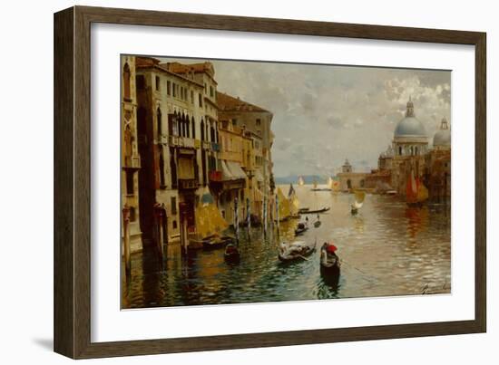 Gondolas on the Grand Canal, the Dogana and Santa Maria della Salute beyond, Venice-Rubens Santoro-Framed Giclee Print