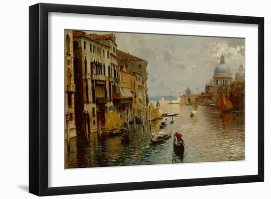 Gondolas on the Grand Canal, the Dogana and Santa Maria della Salute beyond, Venice-Rubens Santoro-Framed Giclee Print