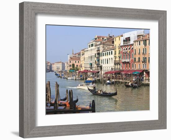 Gondolas on the Grand Canal, Venice, UNESCO World Heritage Site, Veneto, Italy, Europe-Amanda Hall-Framed Photographic Print