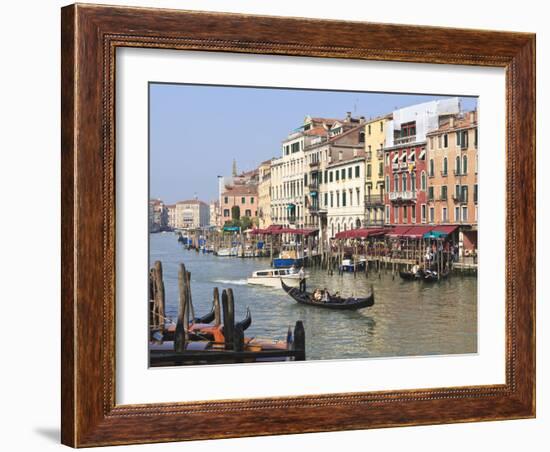 Gondolas on the Grand Canal, Venice, UNESCO World Heritage Site, Veneto, Italy, Europe-Amanda Hall-Framed Photographic Print