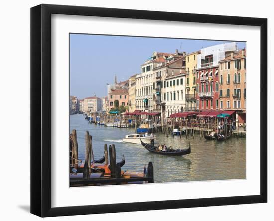 Gondolas on the Grand Canal, Venice, UNESCO World Heritage Site, Veneto, Italy, Europe-Amanda Hall-Framed Photographic Print