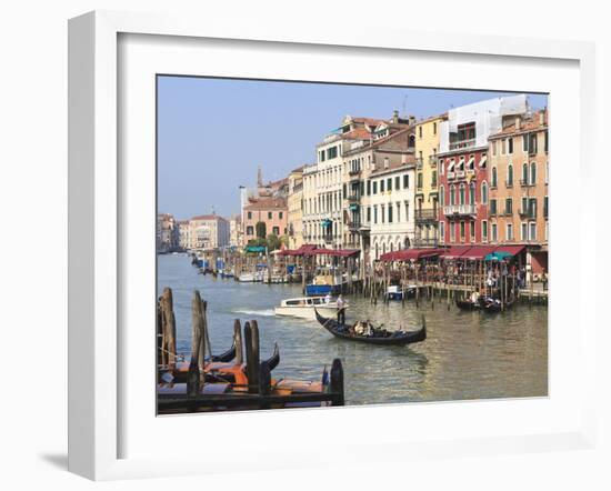 Gondolas on the Grand Canal, Venice, UNESCO World Heritage Site, Veneto, Italy, Europe-Amanda Hall-Framed Photographic Print