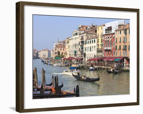 Gondolas on the Grand Canal, Venice, UNESCO World Heritage Site, Veneto, Italy, Europe-Amanda Hall-Framed Photographic Print