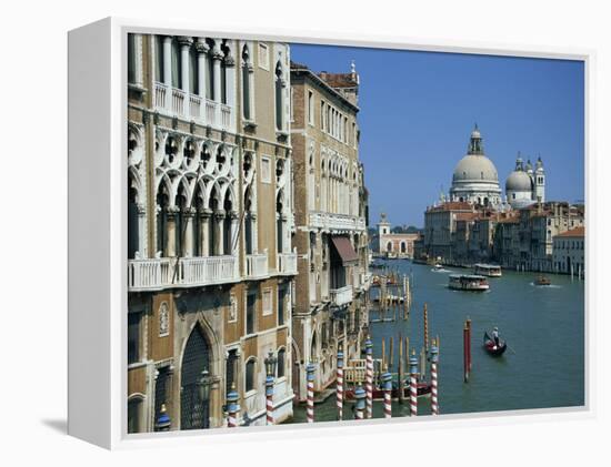 Gondolas on the Grand Canal with Santa Maria Della Salute in the Background, Venice, Veneto, Italy-Lightfoot Jeremy-Framed Premier Image Canvas