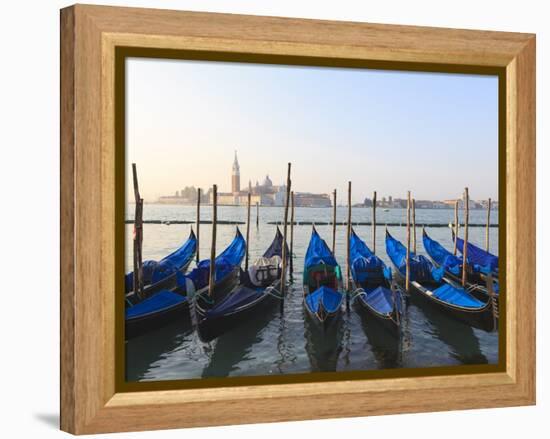 Gondolas on the Lagoon, San Giorgio Maggiore in the Distance, Venice, Veneto, Italy-Amanda Hall-Framed Premier Image Canvas