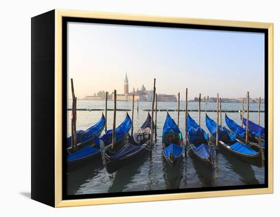 Gondolas on the Lagoon, San Giorgio Maggiore in the Distance, Venice, Veneto, Italy-Amanda Hall-Framed Premier Image Canvas