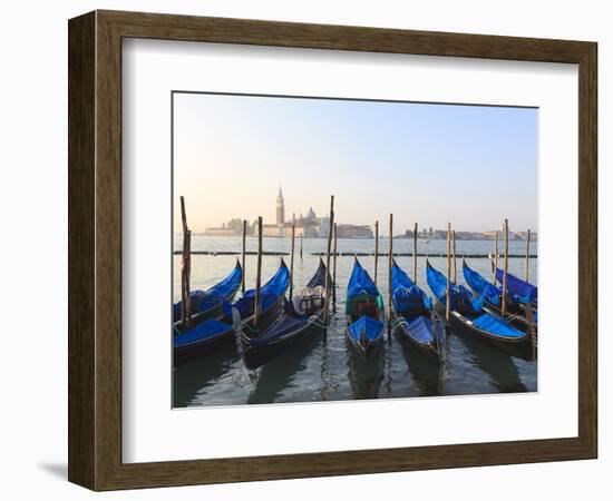 Gondolas on the Lagoon, San Giorgio Maggiore in the Distance, Venice, Veneto, Italy-Amanda Hall-Framed Photographic Print