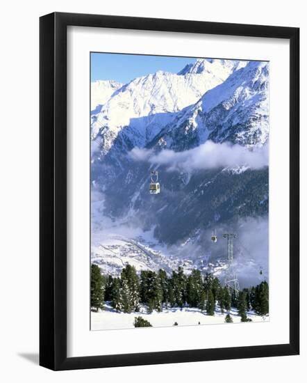 Gondolas Rising Above Village of Solden in Tirol Alps, Tirol, Austria-Richard Nebesky-Framed Photographic Print