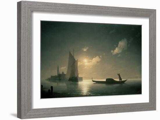 Gondolier at Sea by Night, 1843-Ivan Konstantinovich Aivazovsky-Framed Giclee Print