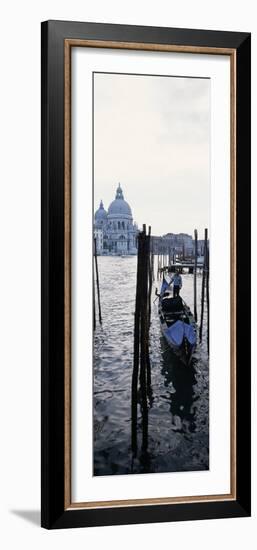 Gondolier in Gondola with Cathedral in Background, Santa Maria Della Salute, Venice, Veneto, Italy-null-Framed Photographic Print