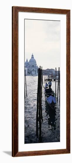 Gondolier in Gondola with Cathedral in Background, Santa Maria Della Salute, Venice, Veneto, Italy-null-Framed Photographic Print