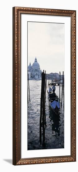 Gondolier in Gondola with Cathedral in Background, Santa Maria Della Salute, Venice, Veneto, Italy-null-Framed Photographic Print