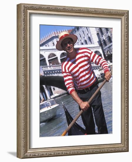 Gondolier Navigating a Gondola, Venice, Italy-Bill Bachmann-Framed Photographic Print