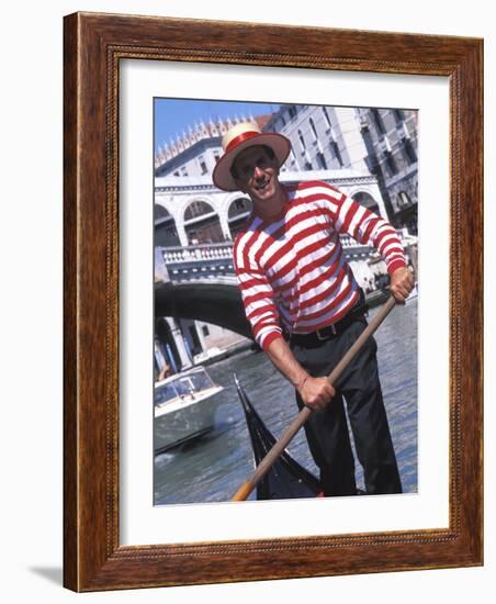 Gondolier Navigating a Gondola, Venice, Italy-Bill Bachmann-Framed Photographic Print