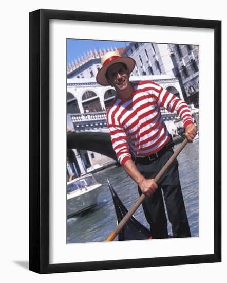 Gondolier Navigating a Gondola, Venice, Italy-Bill Bachmann-Framed Photographic Print