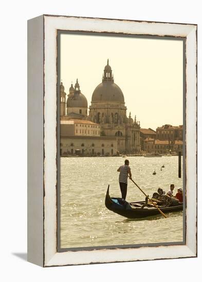 Gondolier on the Grand Canal, Santa Maria Della Salute, Venice, Italy-David Noyes-Framed Premier Image Canvas