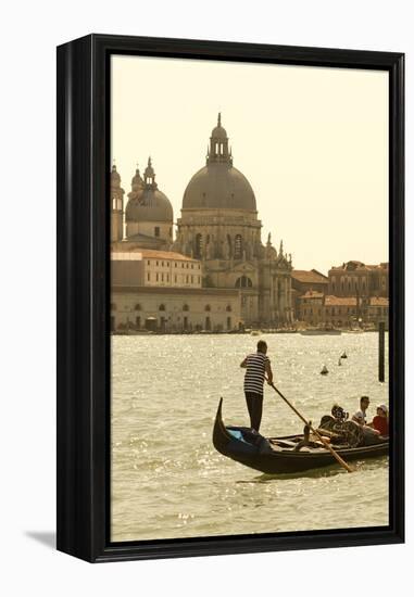 Gondolier on the Grand Canal, Santa Maria Della Salute, Venice, Italy-David Noyes-Framed Premier Image Canvas