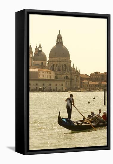 Gondolier on the Grand Canal, Santa Maria Della Salute, Venice, Italy-David Noyes-Framed Premier Image Canvas