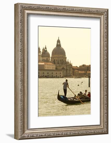 Gondolier on the Grand Canal, Santa Maria Della Salute, Venice, Italy-David Noyes-Framed Photographic Print