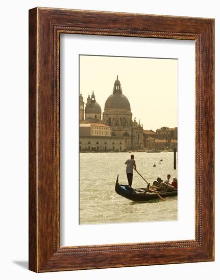 Gondolier on the Grand Canal, Santa Maria Della Salute, Venice, Italy-David Noyes-Framed Photographic Print