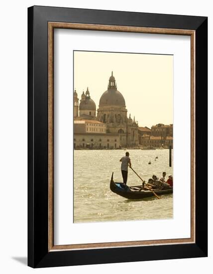 Gondolier on the Grand Canal, Santa Maria Della Salute, Venice, Italy-David Noyes-Framed Photographic Print