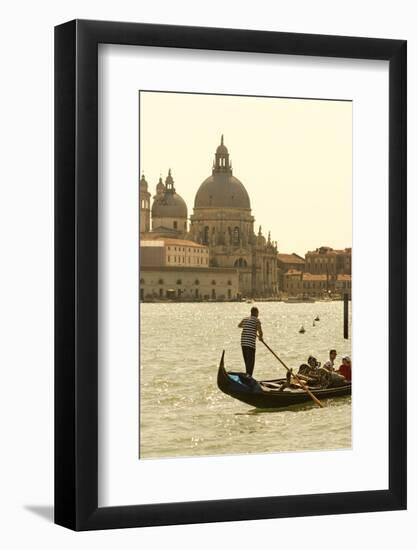 Gondolier on the Grand Canal, Santa Maria Della Salute, Venice, Italy-David Noyes-Framed Photographic Print