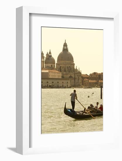 Gondolier on the Grand Canal, Santa Maria Della Salute, Venice, Italy-David Noyes-Framed Photographic Print