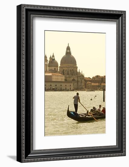 Gondolier on the Grand Canal, Santa Maria Della Salute, Venice, Italy-David Noyes-Framed Photographic Print