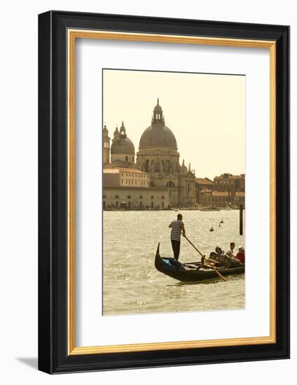 Gondolier on the Grand Canal, Santa Maria Della Salute, Venice, Italy-David Noyes-Framed Photographic Print