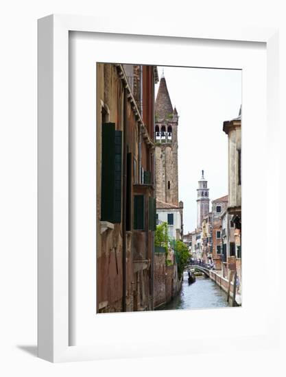 Gondoliers Traveling Back Canal, Venice, Italy-Terry Eggers-Framed Photographic Print