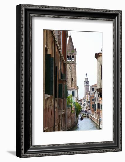 Gondoliers Traveling Back Canal, Venice, Italy-Terry Eggers-Framed Photographic Print
