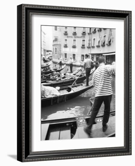 Gondoliers, Venice, Italy-Walter Bibikow-Framed Photographic Print