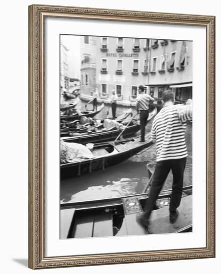 Gondoliers, Venice, Italy-Walter Bibikow-Framed Photographic Print