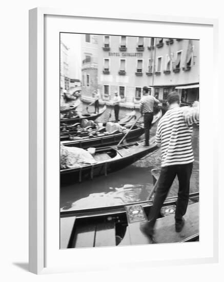 Gondoliers, Venice, Italy-Walter Bibikow-Framed Photographic Print