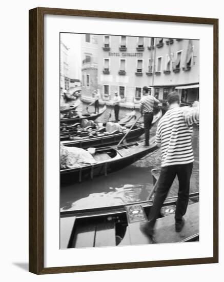 Gondoliers, Venice, Italy-Walter Bibikow-Framed Photographic Print