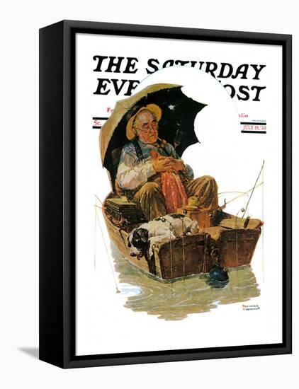 "Gone Fishing" Saturday Evening Post Cover, July 19,1930-Norman Rockwell-Framed Premier Image Canvas