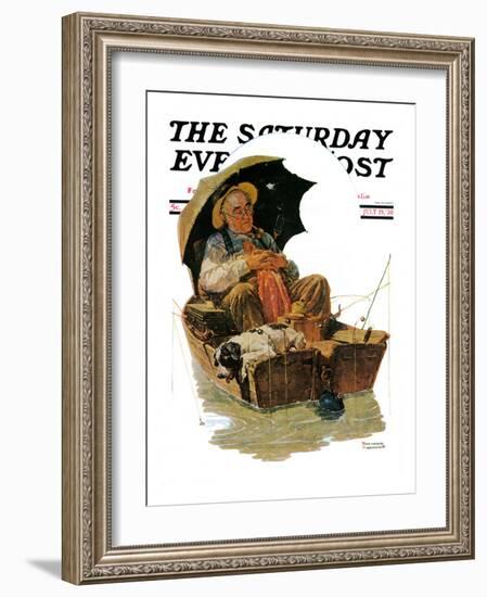 "Gone Fishing" Saturday Evening Post Cover, July 19,1930-Norman Rockwell-Framed Giclee Print