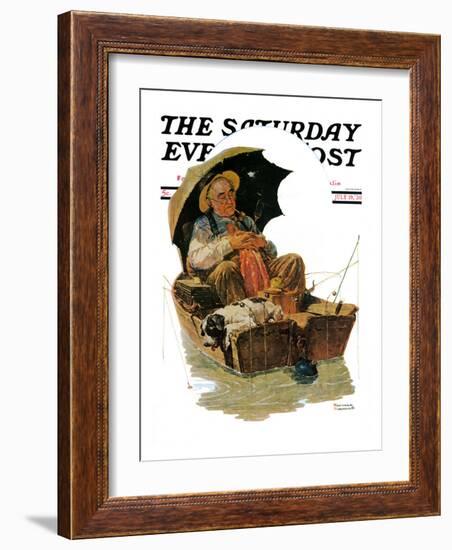 "Gone Fishing" Saturday Evening Post Cover, July 19,1930-Norman Rockwell-Framed Giclee Print