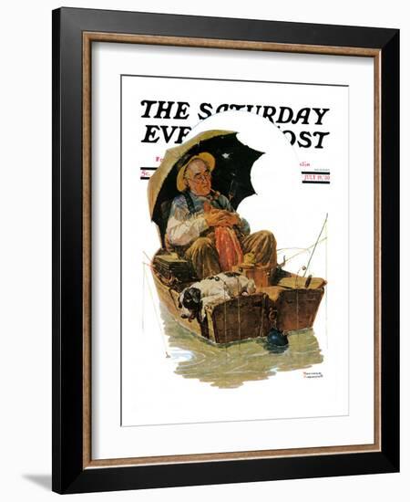 "Gone Fishing" Saturday Evening Post Cover, July 19,1930-Norman Rockwell-Framed Giclee Print