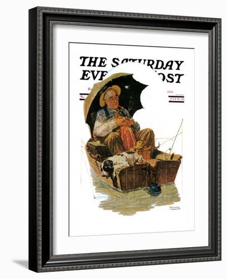 "Gone Fishing" Saturday Evening Post Cover, July 19,1930-Norman Rockwell-Framed Giclee Print